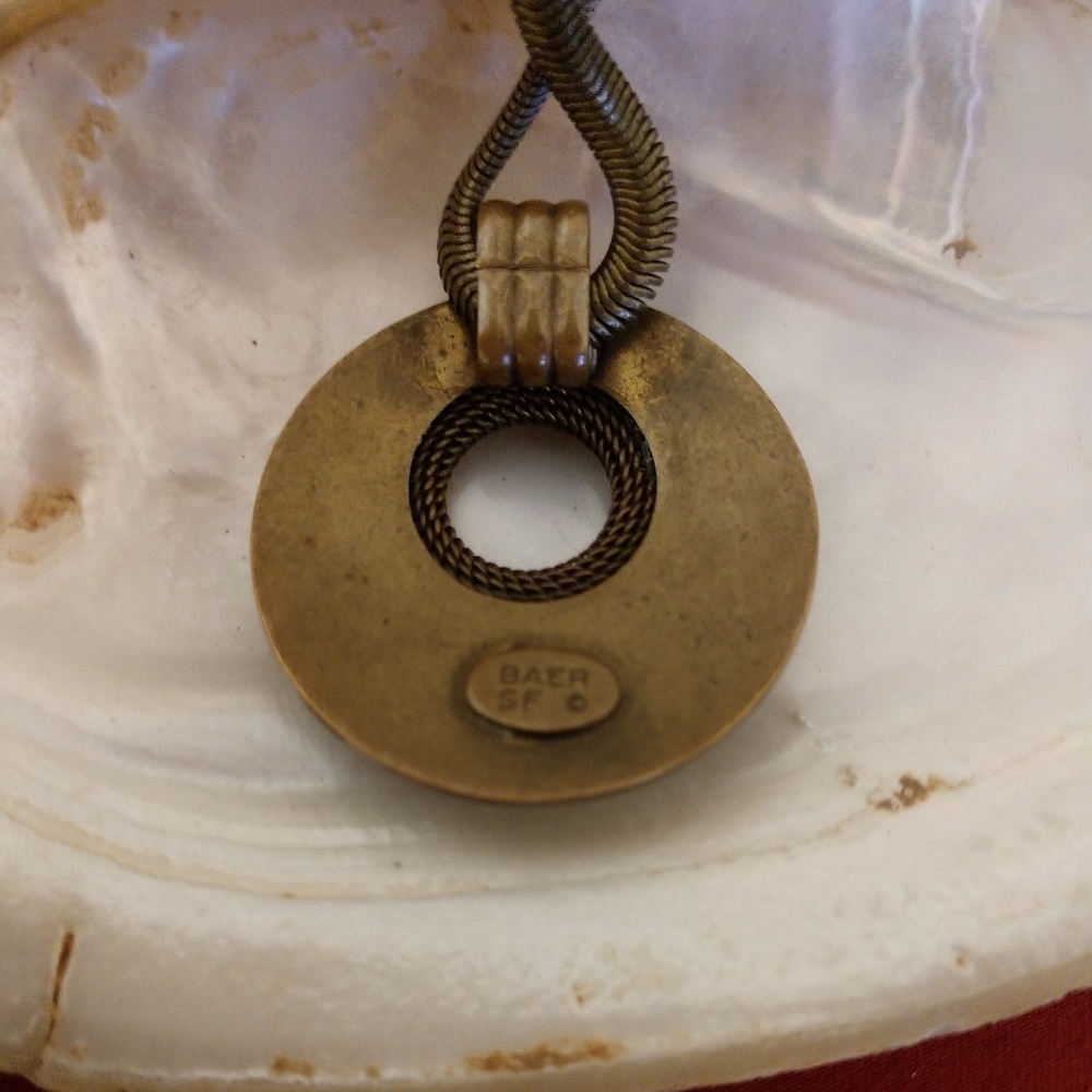 Vintage Marjorie Baer Brass Pendant Necklace - Picture 4 of 4